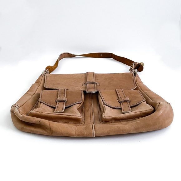 Frye Campus Vintage Black Label Tan Leather Messenger Shoulder Bag - Picture 5 of 8